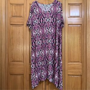 Catherines Pink and Black Abstract Maxi/Mdi Dress Size 3X NWT